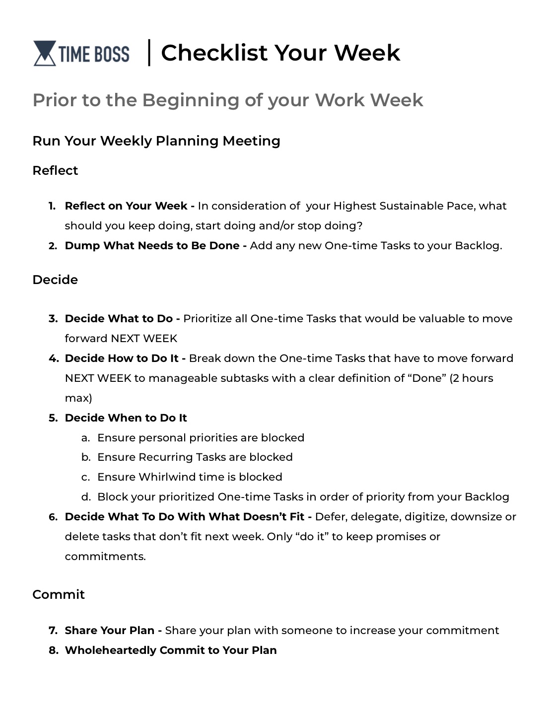 Checklist Your Week PDF, first page